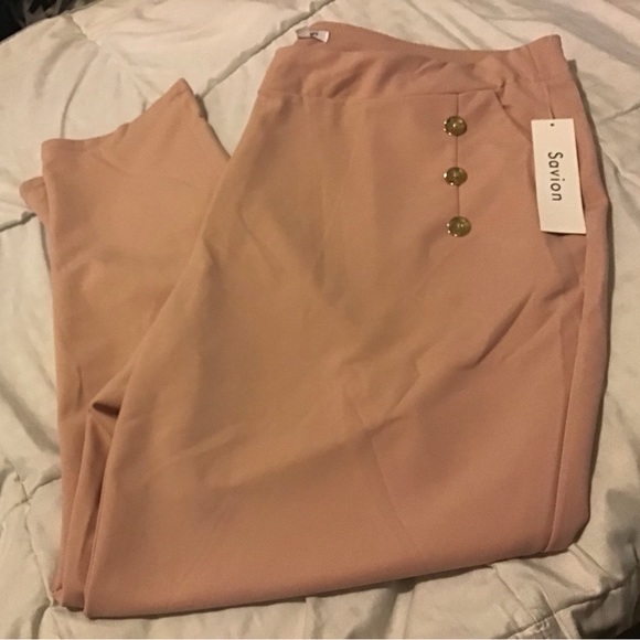 Savion 2X plus size pink button front pants NWT - Picture 10 of 11